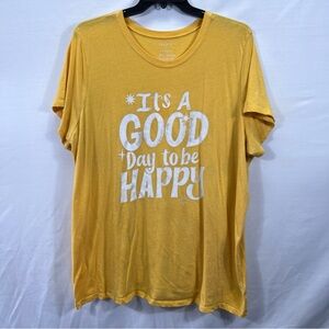 Torrid "It's a Good Day To Be Happy" Yellow Crewneck Classic Fit Tee 0882